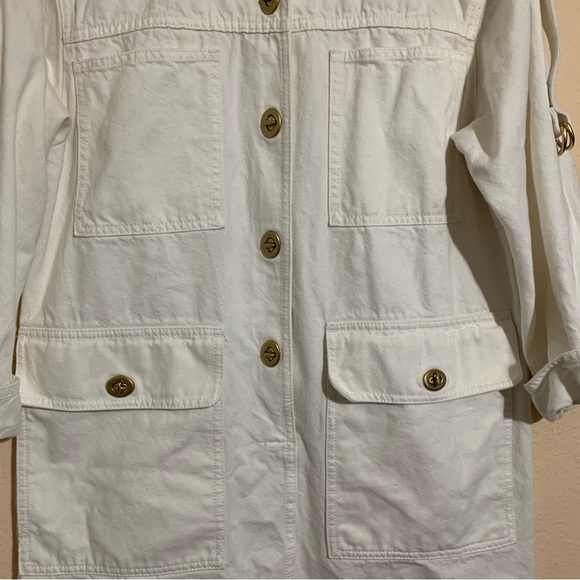 COACH White Denim Shirt Dress With Gold Buttons 100% Cotton Size Small - Picture 2 of 13